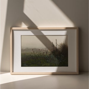 "Country Cottage Core Decor - Misty Morning Green Landscape"