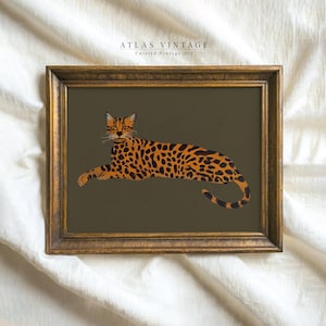 Abstract Exotic Leopard Print, Wild Cat Printable Wall Art, Modern Jungle Feline Poster, Digital Download, Minimalist Sage Green Decor
