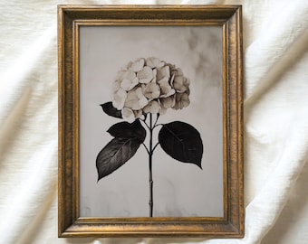 Vintage Hydrangea Print, Moody Floral Painting, Farmhouse Decor (Digital Download)