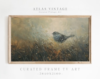 Peinture vintage d'oiseau, oeuvre d'art pour téléviseur avec cadre Samsung Cottagecore neutre (téléchargement numérique)