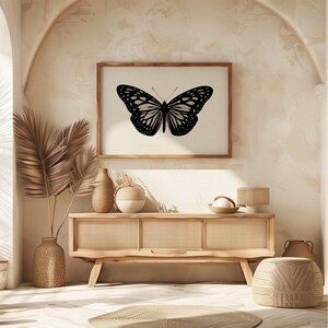 Black butterfly art, vintage wall decor