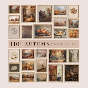 Vintage Autumn Gallery Wall Art Set, Farmhouse Landscape Prints (Digital Download)