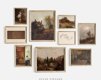 Vintage Fall Gallery Wall Prints | Antique Autumn Prints | Warm Tone Wall Décor | Cottagecore Printable Gallery Wall Set | Digital Download