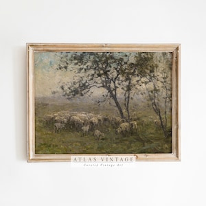 Vintage Sheep Painting, Rustic Farmhouse Decor (Digital Download)