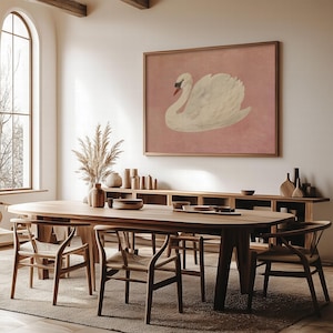 Cottagecore wall art featuring a graceful bird in soft pastels.