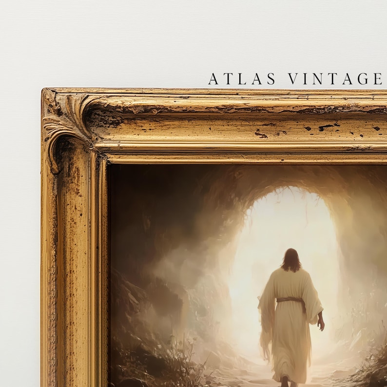 Vintage Jesus Resurrection Art Print, Christian Easter Decor (digital ...