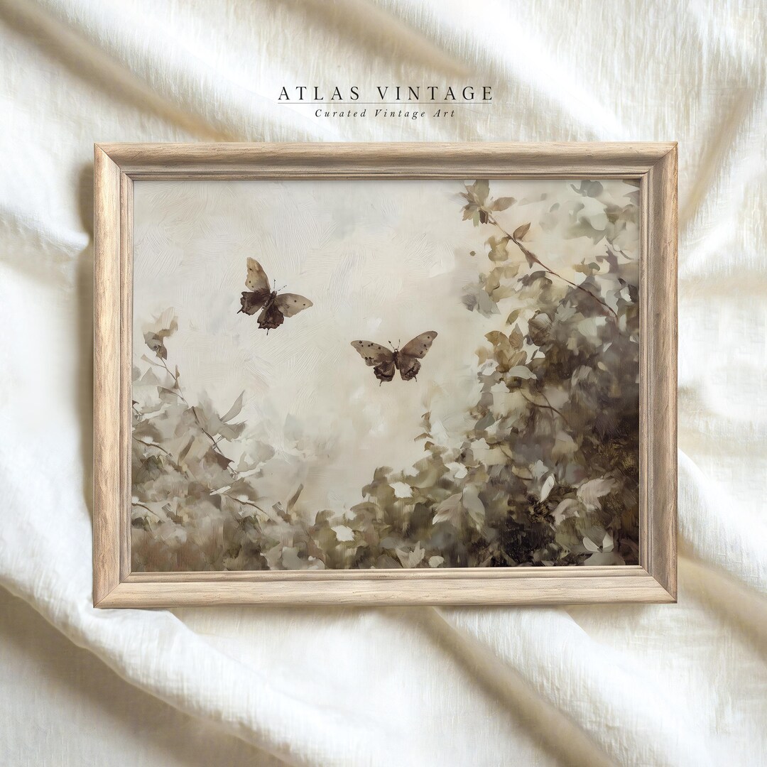 Vintage Butterfly Botanical Print, Cottagecore Landscape (digital ...