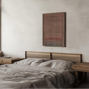 Rustic red and brown Persian carpet artwork in digital format, ideal for home interiors