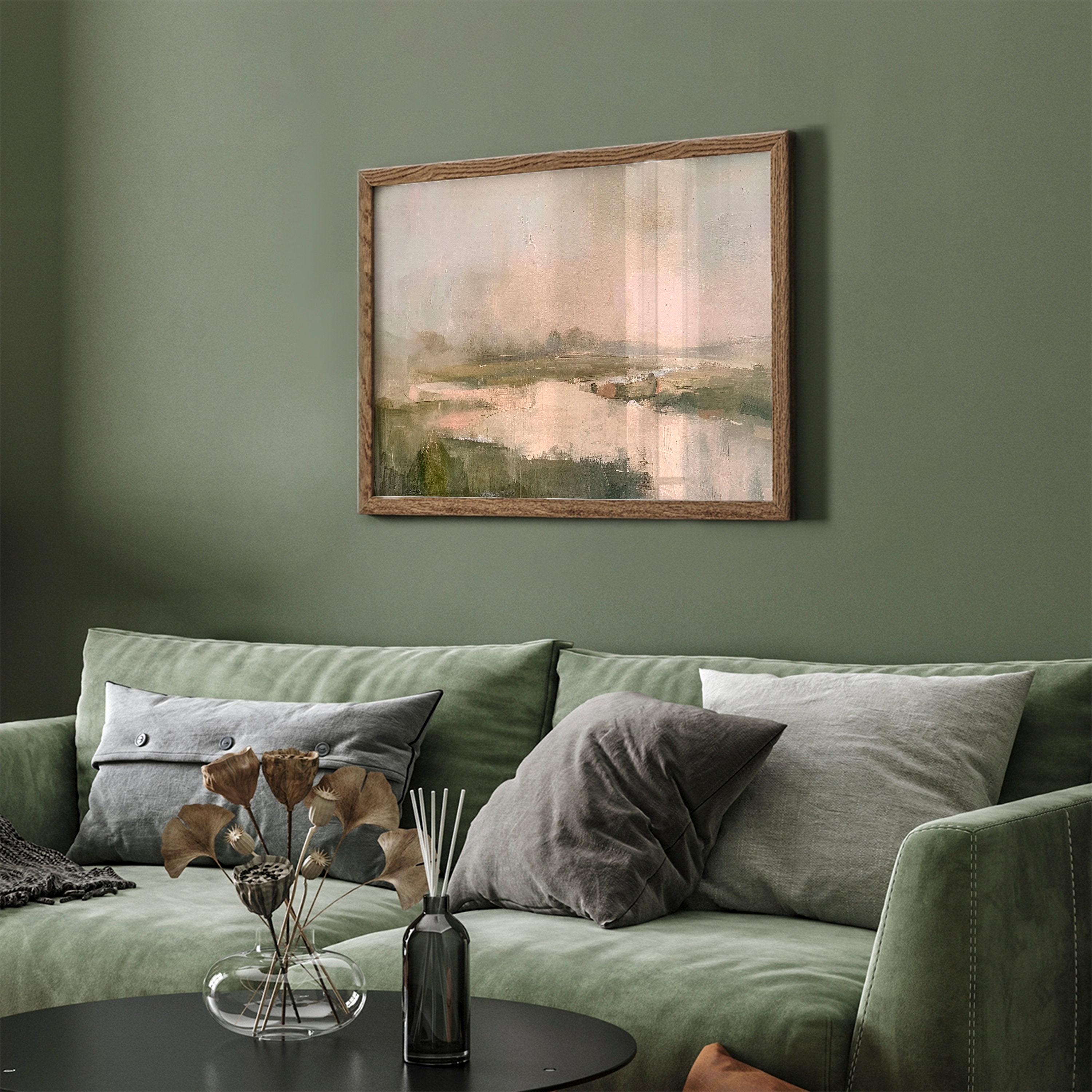 Sinary Frame Abstract Spring Scenery Frame Tv Art, Vintage Muted River Landscape ...