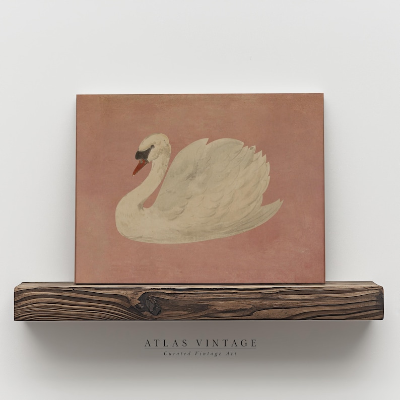 Cottagecore wall art featuring a graceful bird in soft pastels.