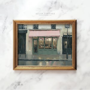 Vintage Parisian Cafe Painting Print, Rainy Street Printable Wall Art, French Bistro Digital Download, Cozy Paris Cityscape Decor