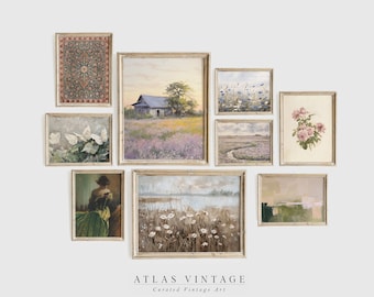 Vintage French Country Gallery Wall Set, Cottagecore Art (Digital Download)