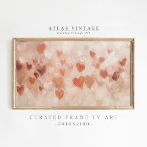 Valentines Day Frame TV Art, Vintage Pink & Red Heart Painting Frame TV, Romantic Moody Samsung Frame TV Art, Heart Abstract Home Décor