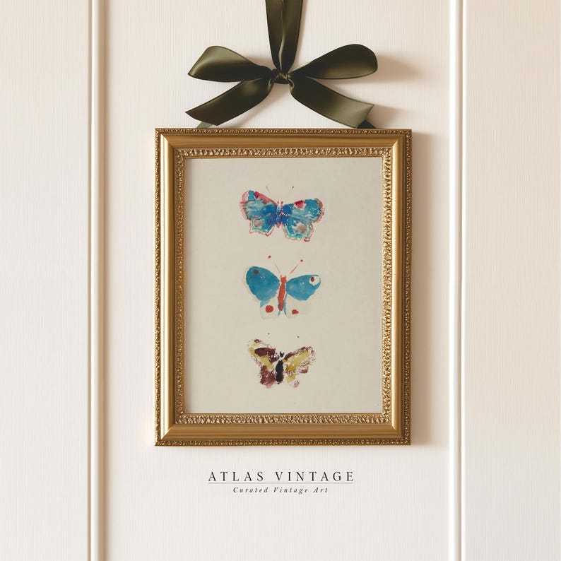 Vintage Butterfly Watercolor Print, Cottagecore Wall Art (digital ...