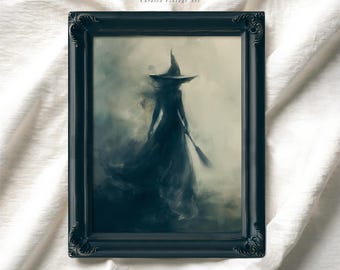 ヴィンテージゴシック魔女プリント、不気味なハロウィーン
