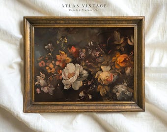 Vintage Autumn Floral Print | Moody Botanical Painting (Digital Download)