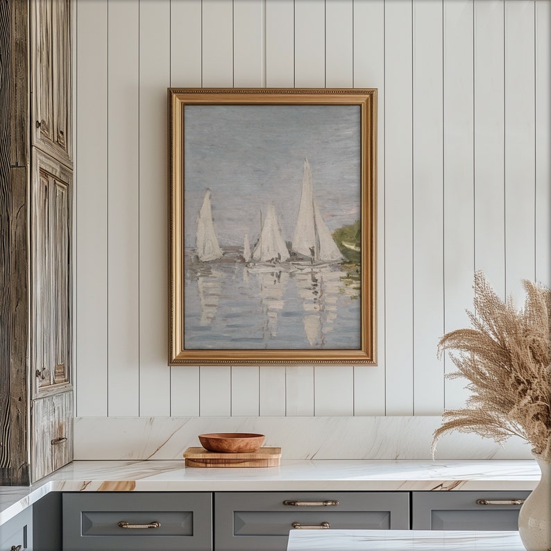 Maritime decor print for vintage lake house