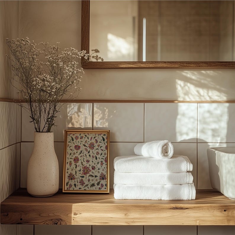 Bohemian-style vintage botanical fabric print for home decor.