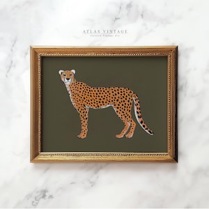 モダンなチータープリント、ミニマリストのサファリ動物のプリント可能な壁アート、ビッグキャットジャングルセージグリーンの装飾、ボヘミアン野生動物ポスター、デジタルダウンロード