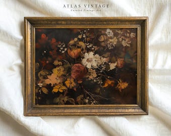Vintage Herbst Blumenmalerei | Stimmungsvoller botanisch Druck (digitaler Download)