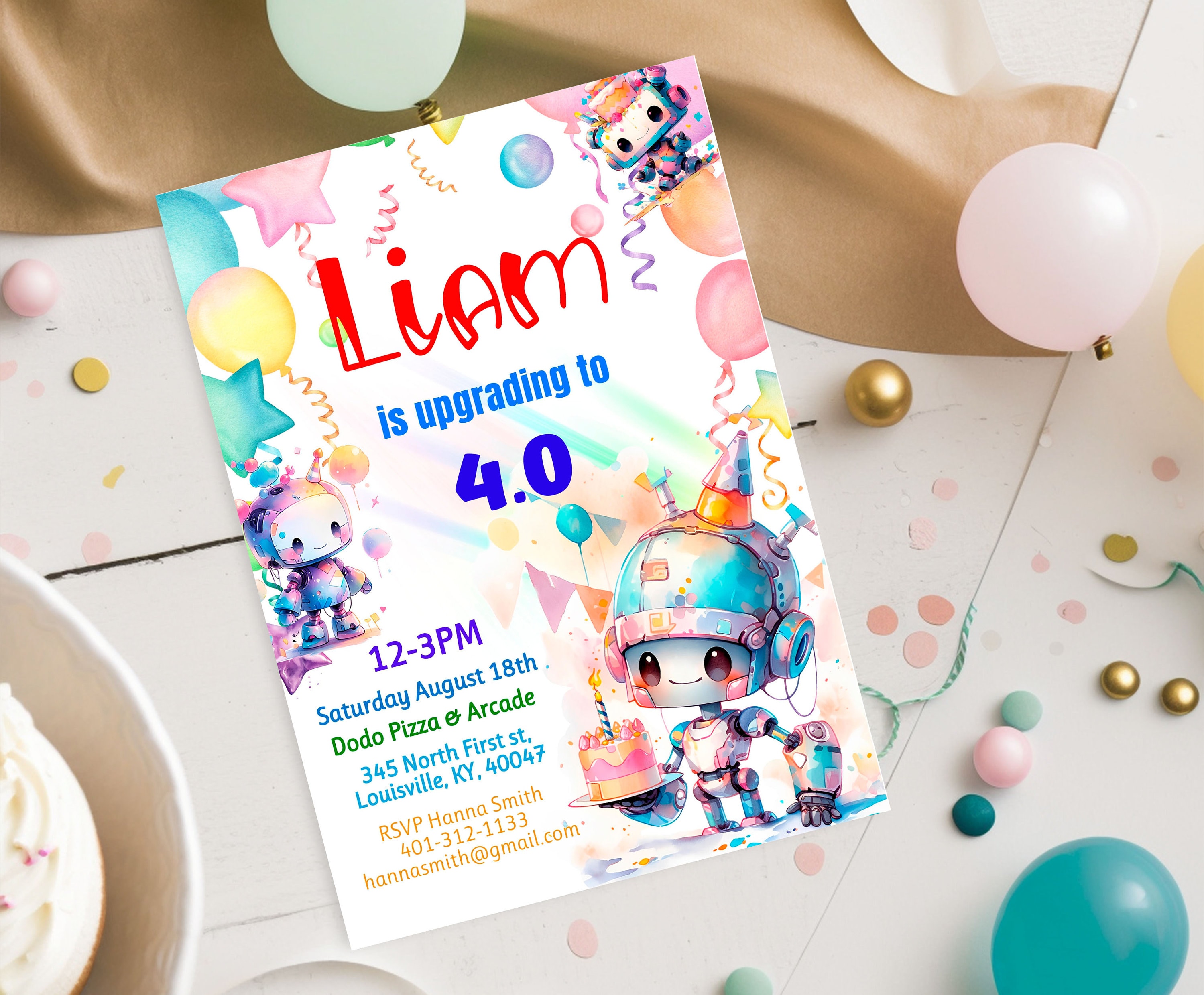 Editable Robot Birthday Invitations Robot Birthday Party Invitations