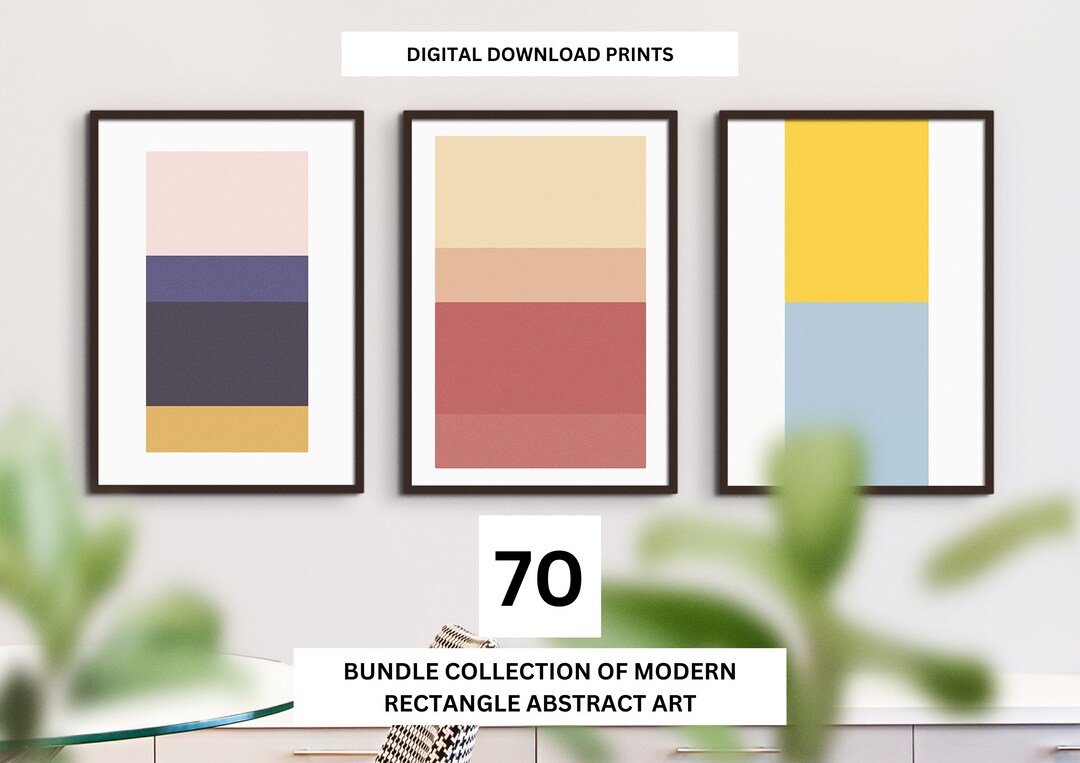 Bundle of 70 Modern Rectangle Abstract Art for Home and Office Colorful ...