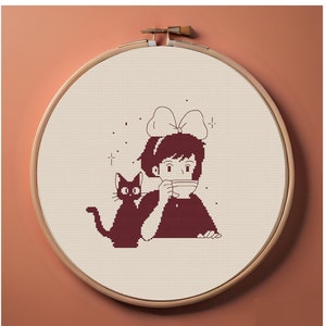 Kiki's Delivery Service cross stitch pattern pdf, Anime stitch art, Miyazaki cross stitch Ghibli cross stitch