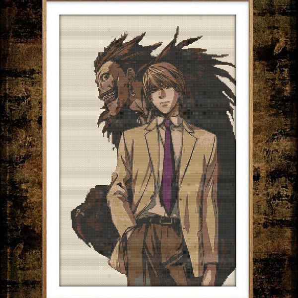 Death Note Cross Stitch Pattern - Manga Counted Stitch Pdf - Anime Xstitch Instant Download