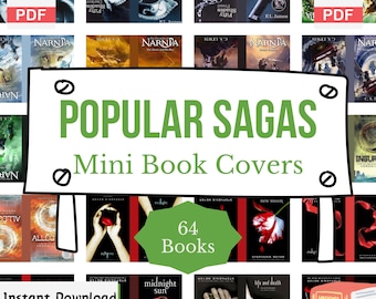 Lot de mini couvertures de livre : couvertures imprimables des sagas populaires (téléchargement numérique) (1,24 x 1,76 po.)