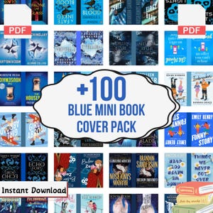 119 Blue Mini Book Covers, Romance, Fantasy, Dark Romance Tiny Books! Miniature Book Cover Printable PDF for Tbr Jar, Bookshelves, DollHouse