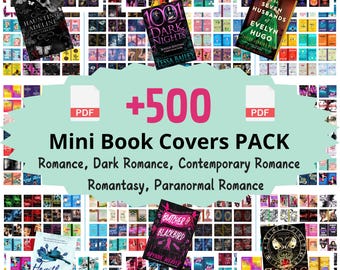 500 Mini Book Cover Bundle, Romance & Romantasy Printable PDF for Dollhouse Bookshelves, Miniature Book Covers, DIY Anxiety Bookshelf
