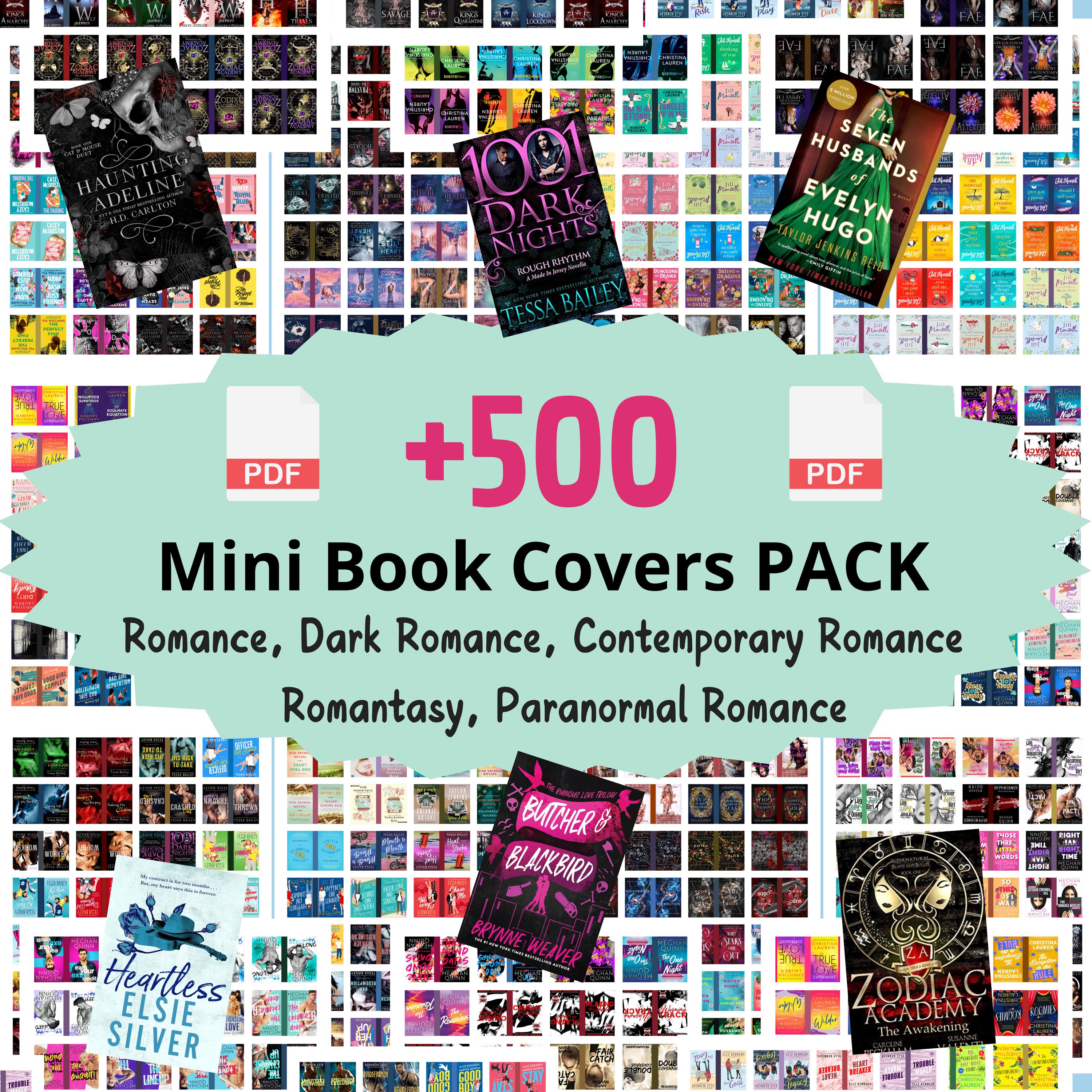 534 Mini Book Covers, Romance, Dark Romance, Romantasy Miniature Books! Tiny Book Cover Printable PDF for Book Nook Bookshelves, DollHouse