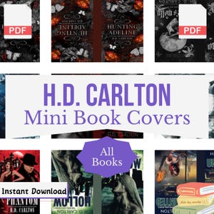 H.D. Carlton Mini Book Covers, Małe romantyczne książeczki do druku, Miniaturowe okładki książek o tematyce romansowej, DollHouse, Wydrukuj PDF dla Book Nook