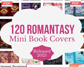 120 Romantasy Mini Book Covers Released 2025,Top Best Romance and Fantasy Books of the Year By Goodreads,Miniature Book Cover Printables PDF