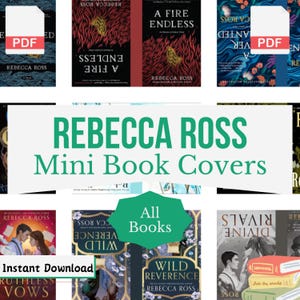Rebecca Ross Mini Buchumschläge, Miniatur Buchumschläge, kleine romantische druckbare Bücher, Puppenhaus, druckbares PDF für Book Nook