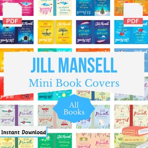Jill Mansell Mini Buchumschläge, kleine romantische druckbare Bücher, Miniatur Buchumschläge, Puppenhaus, druckbare PDF für Book Nook