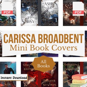 12 Carissa Broadbent Mini Book Covers, Download Romance Book Covers, Tiny Book Cover Printable PDF for Book Nook Bookshelves,DollHouse Mini