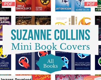 Suzanne Collins Miniature Book Covers, DIY Anxiety Bookshelf, Printable Mini Book Covers, Tiny Book Covers, Dollhouse, PDF Download