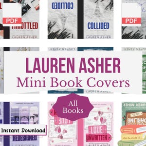 Lauren Asher Mini Book Covers, Romantyczne małe książki, Fantastyczna Mini Cover, Szablony miniaturowych książek, PDF Instant Download and Print, Szablony