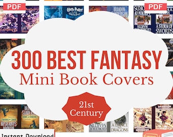 300 Mini Books Covers, Top Best Fantasy Books of the 21st Century By Goodreads,Miniature Book Cover Printables PDF for Book Nook Bookshelves