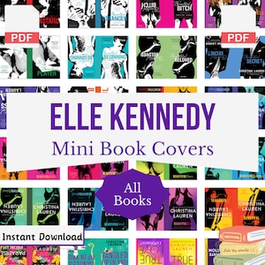 Elle Kennedy Mini Book Covers, Tiny Romantic Printable Books, Romantasy Miniature Book Covers, DollHouse, Printable PDF for Book Nook