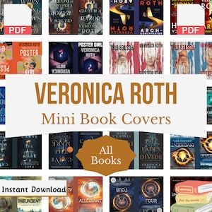 Veronica Roth Mini Book Covers, Tiny Romantic Printable Books, Romance Miniature Book Covers, DollHouse, Printable PDF for Book Nook