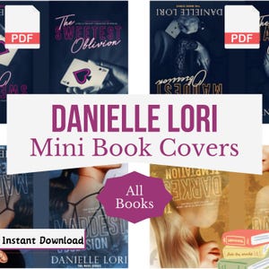 Danielle Lori Mini Book Covers, Tiny Romance Printable Books, Romance Miniature Book Covers, DollHouse, Printable PDF for Book Nook