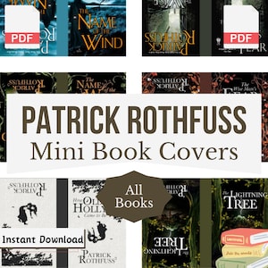Patrick Rothfuss Mini Book Covers, Download Tiny book covers, Make Your Own Mini Books at Home, Miniature Books Template, PDF File Download