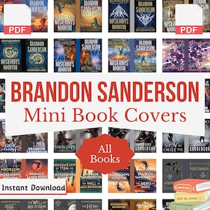 Brandon Sanderson Mini Book Covers, Download Tiny book covers, Make Your Own Mini Books at Home, Miniature Books Template, PDF File Download