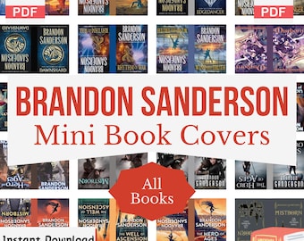 Brandon Sanderson Miniature Book Covers, DIY Anxiety Bookshelf, Printable Mini Book Covers, Tiny Book Covers, Dollhouse, PDF Download