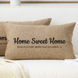 Home Burlap Pillow, Custom Burlap Pillow, Custom Address Pillow, Porch Address Pillow, Personalized Pillow, Outdoor Pillow, Home Cushion