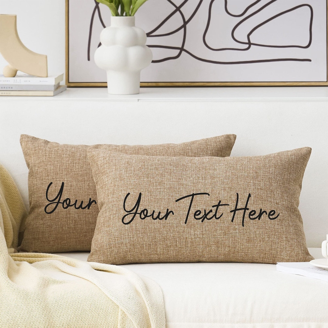 Custom Burlap Pillow, Personalized Pillow, Custom Outdoor Pillow