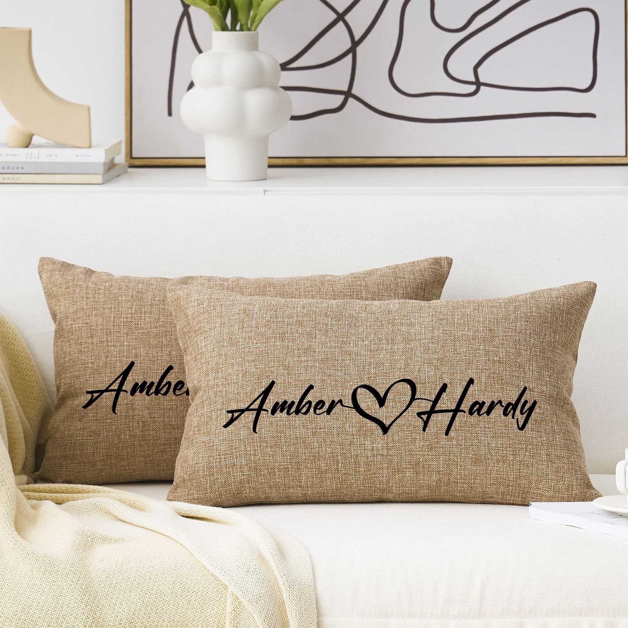 Set of 2 Personalized NAME & BIRTHDAY Pillows, 18x18 and 20x14 – Hutton  Hill Designs