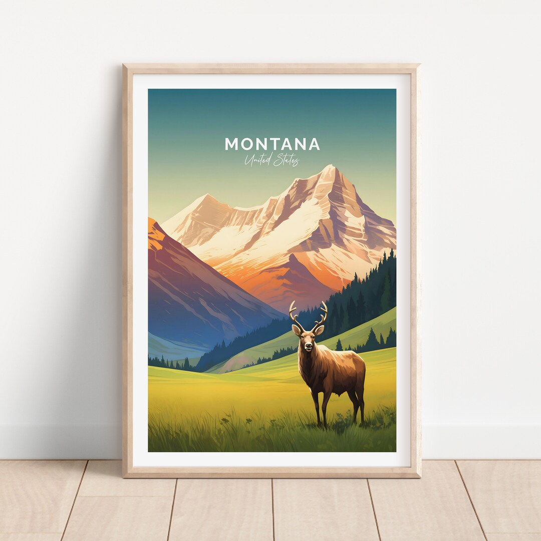 Montana Travel Print Wall Art Montana Wall Hanging Home Decor Etsy
